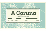 A Coruna Spain City Map in Retro