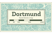 Dortmund Germany City Map in Retro