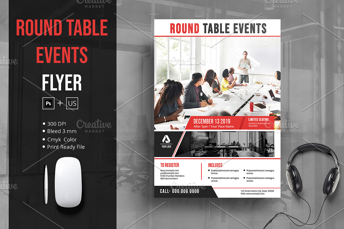 Round Table Event Flyer V02 in Flyer Templates - product preview 8