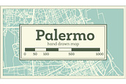 Palermo Italy City Map in Retro