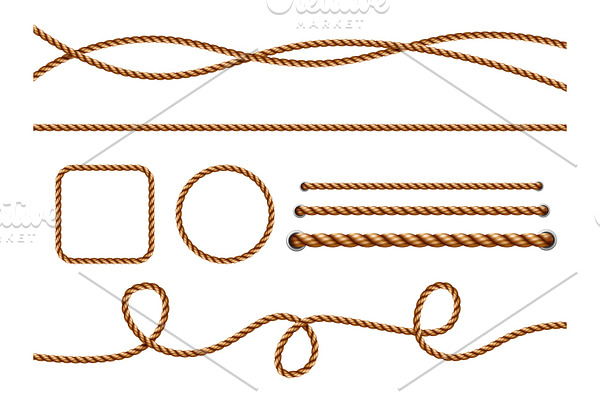 Realistic ropes. Yellow or brown