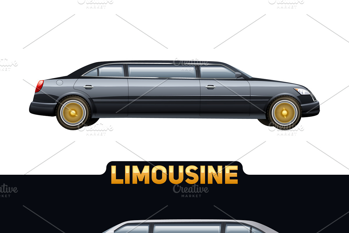 Luxury limousines two flat banners in Icons - product preview 8