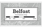 Belfast Ireland City Map in Retro