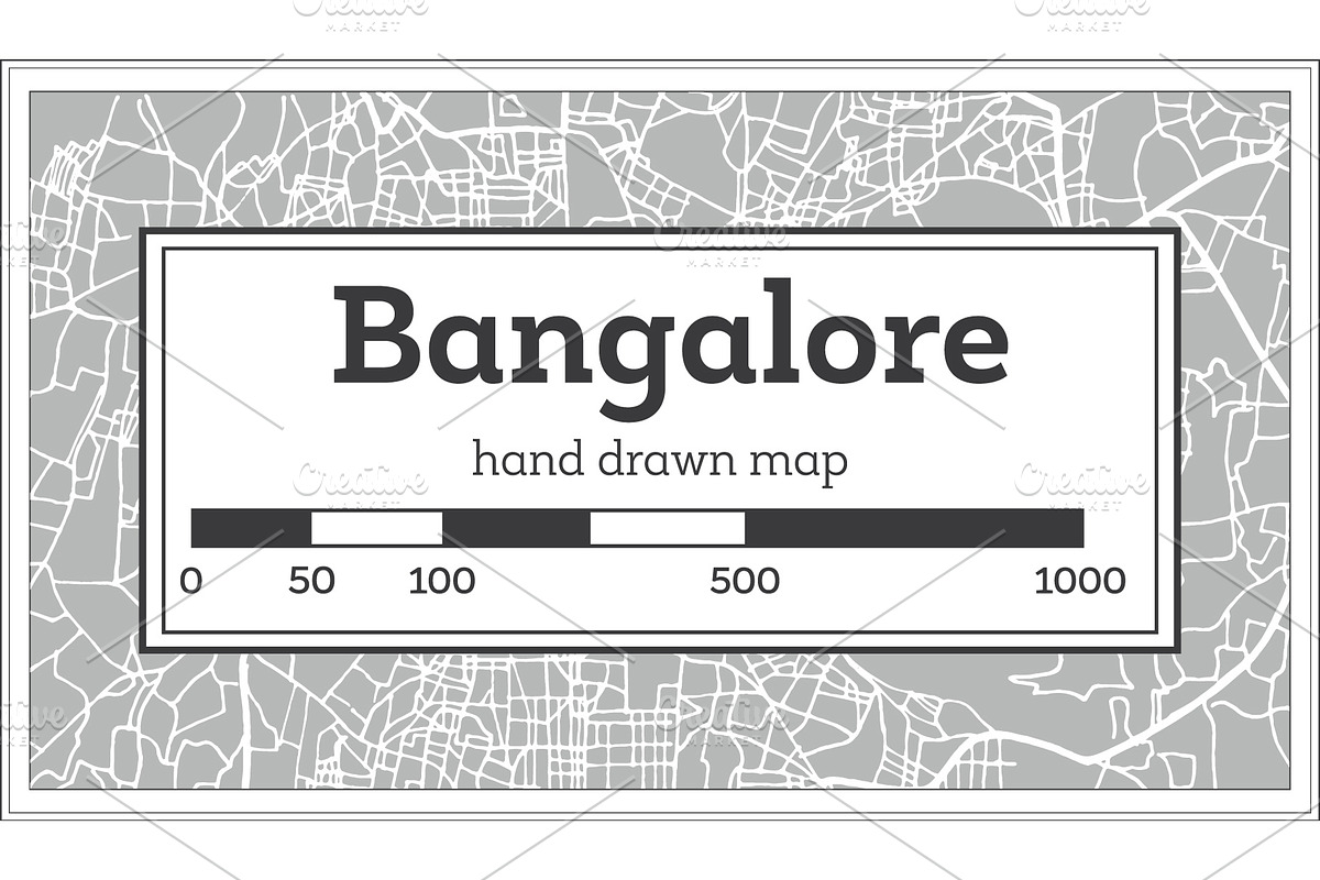 Bangalore India City Map in Retro in Illustrations - product preview 8