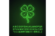 Four-leaf clover neon light icon