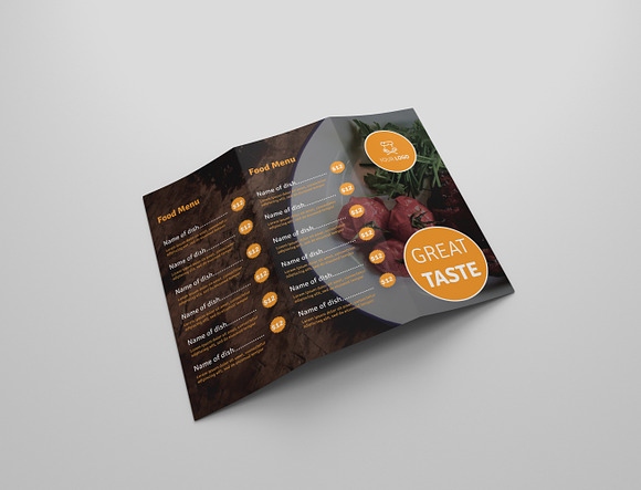 Food Menu Tri Fold Bochures in Brochure Templates - product preview 4