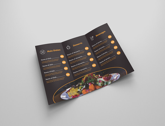 Food Menu Tri Fold Bochures in Brochure Templates - product preview 7