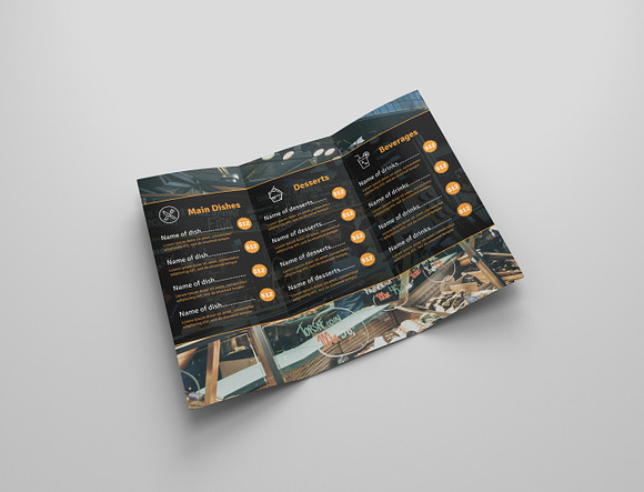 Food Menu Tri Fold Bochures in Brochure Templates - product preview 11