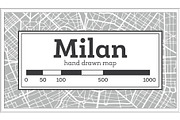Milan Map in Retro Style.