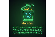 Recycling neon light icon