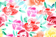 Seamless watercolor roses pattern
