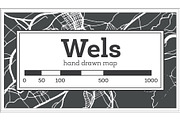 Wels Austria City Map in Retro Style