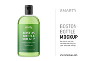 Transparent boston bottle mockup
