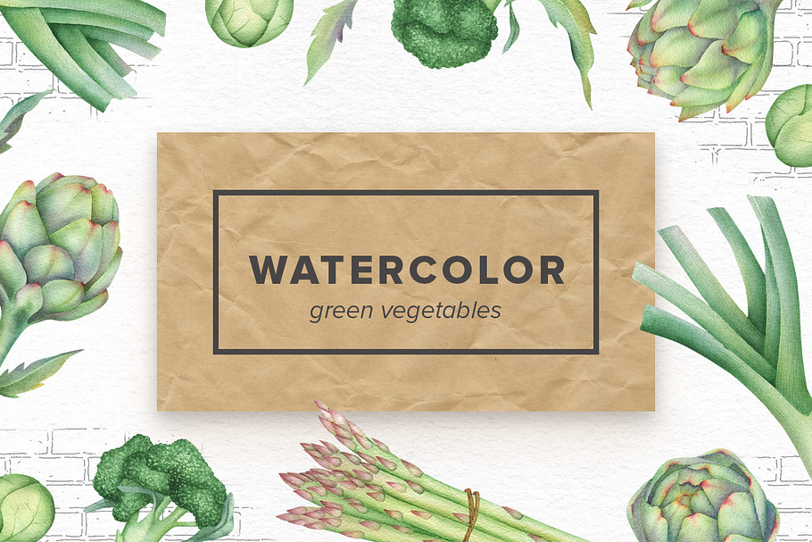 Watercolor Green Vegetables