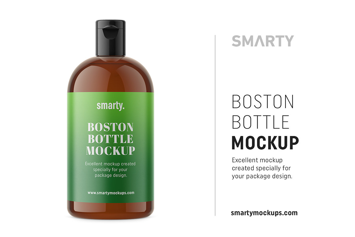 Amber boston bottle mockup in Product Mockups - product preview 8