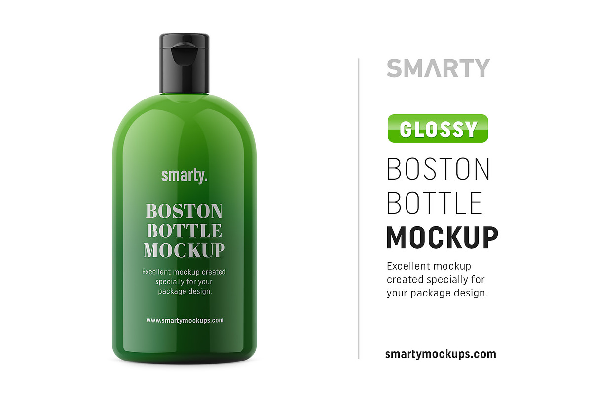 Glossy boston bottle mockup in Product Mockups - product preview 8