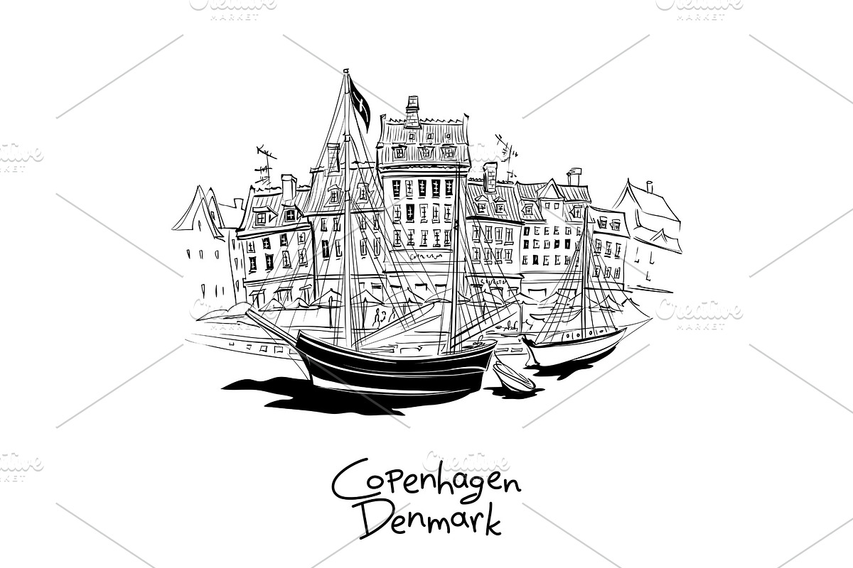 Nyhavn, Copenhagen, Denmark. in Illustrations - product preview 8