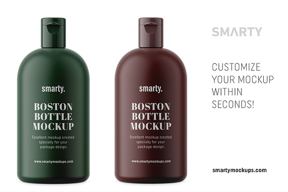 Matt boston bottle mockup in Product Mockups - product preview 2