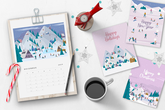 Winter Alps holidays / Mini world in Illustrations - product preview 2