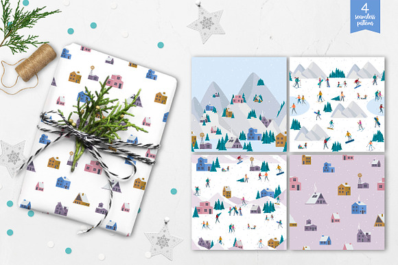 Winter Alps holidays / Mini world in Illustrations - product preview 3