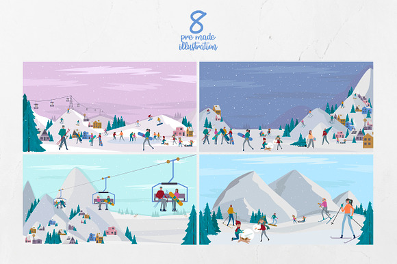 Winter Alps holidays / Mini world in Illustrations - product preview 6