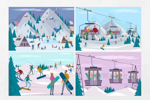 Winter Alps holidays / Mini world in Illustrations - product preview 7