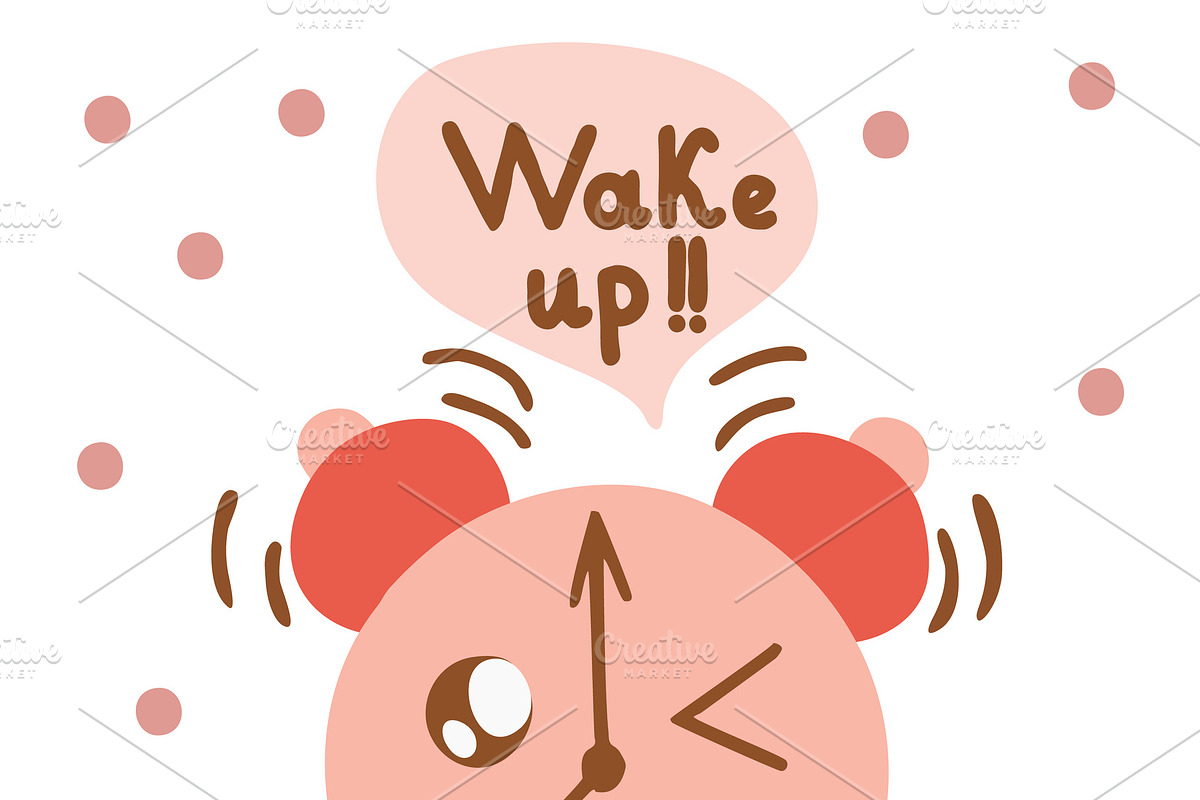 Kawaii style alarm clock is ringing in Illustrations - product preview 8