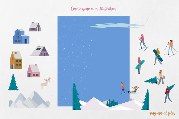Winter Alps holidays / Mini world in Illustrations - product preview 9