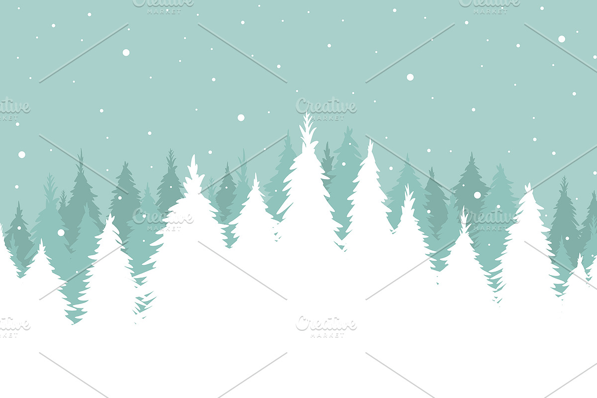 Pine tree in the winter in Illustrations - product preview 8