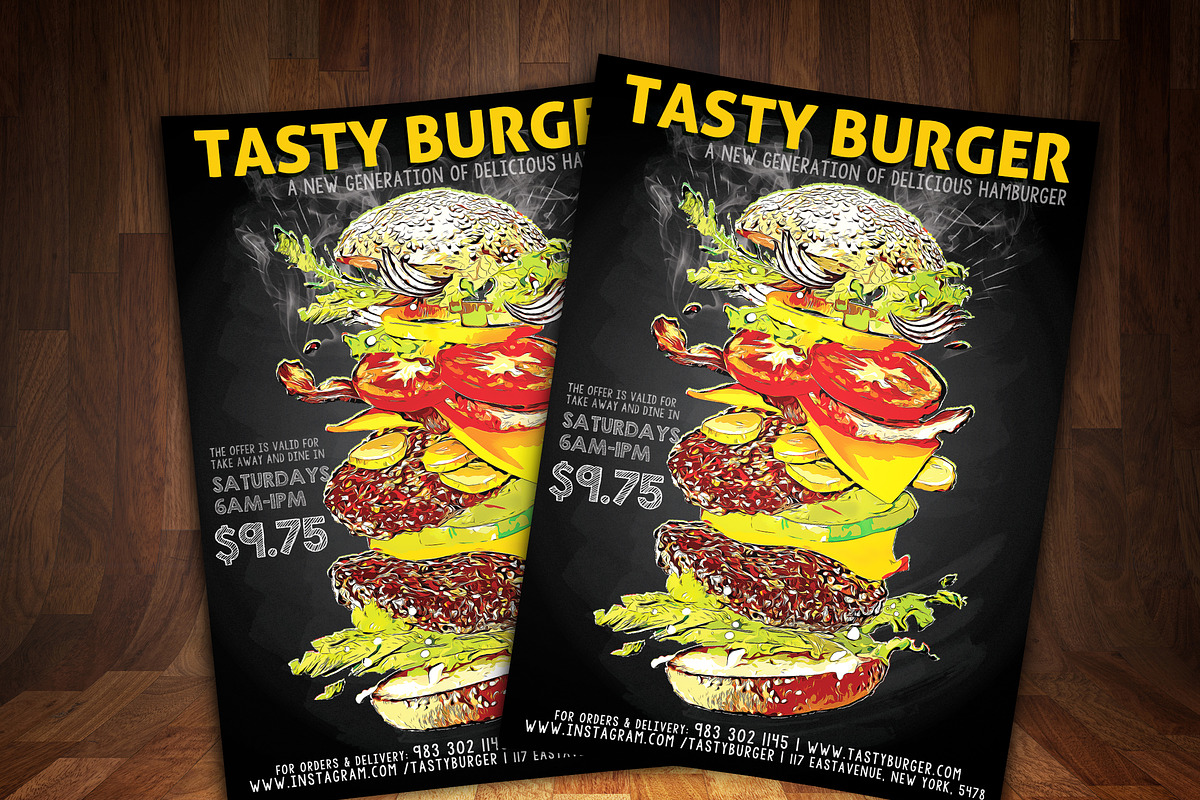 Hamburger FastFood Flyer in Flyer Templates - product preview 8