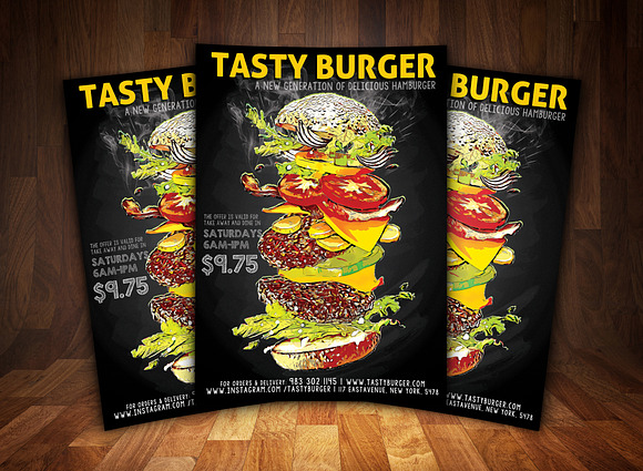 Hamburger FastFood Flyer in Flyer Templates - product preview 1