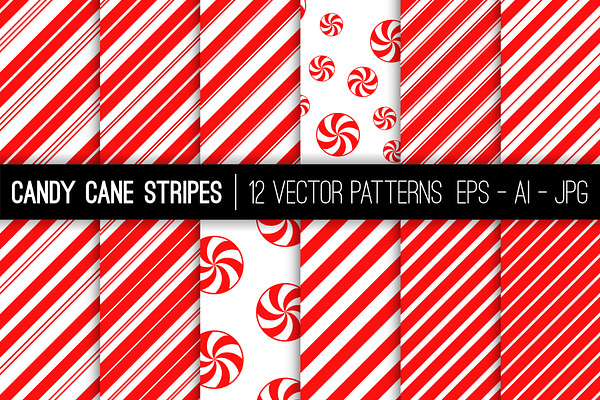 Candy Cane Stripes Vector Patterns