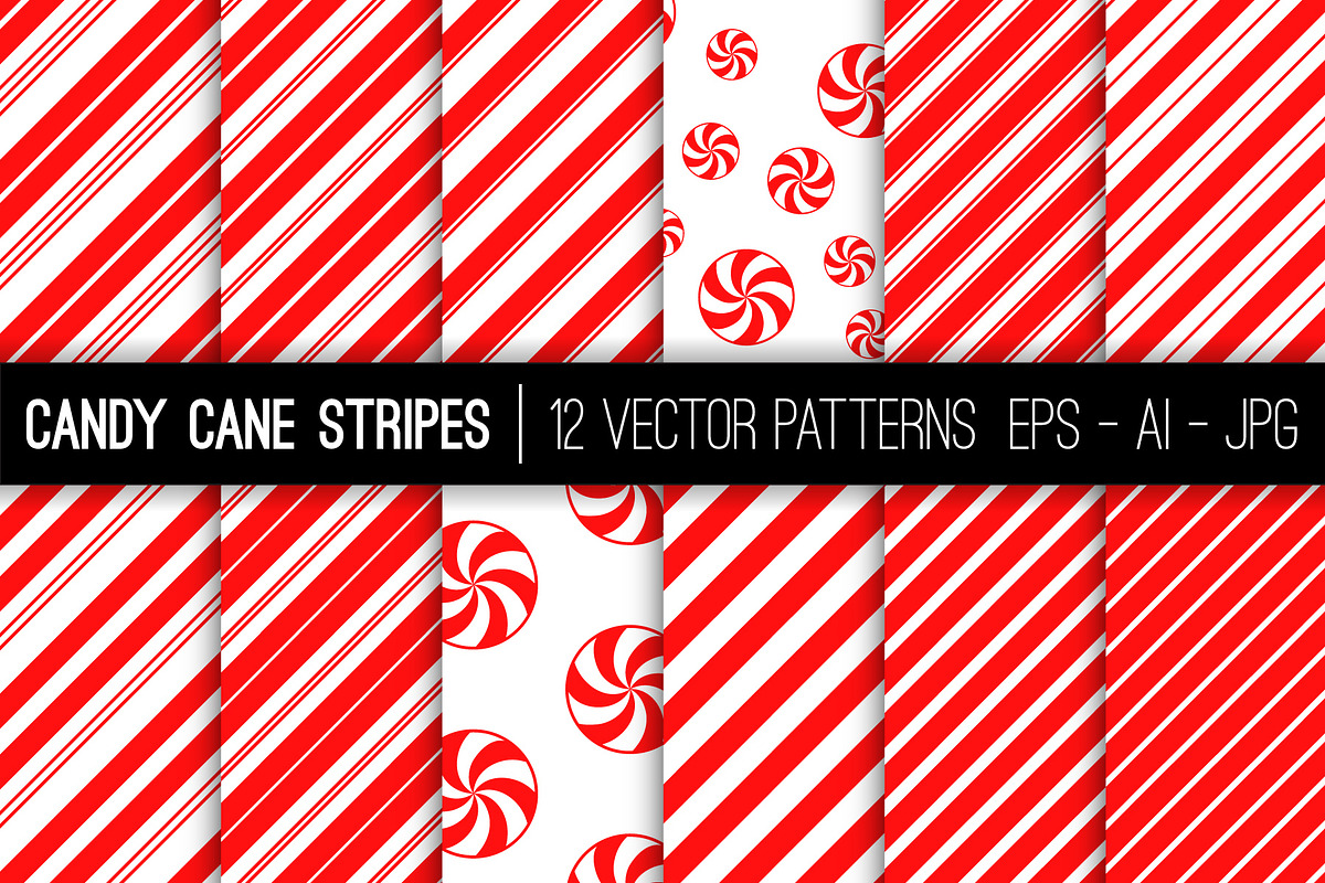 Candy Cane Stripes Vector Patterns in Patterns - product preview 8