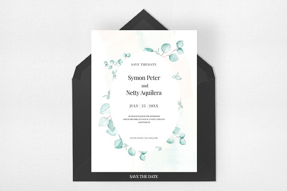 Watercolor Eucalyptus Wedding Suite in Wedding Templates - product preview 3