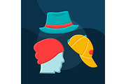 Hats flat concept vector icon