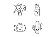Cactuses cute kawaii characters