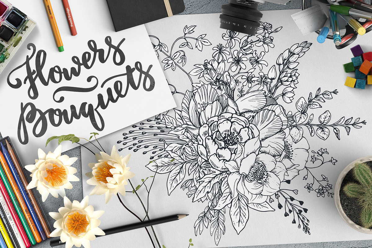 Large bundle of vector flowers in Illustrations - product preview 8