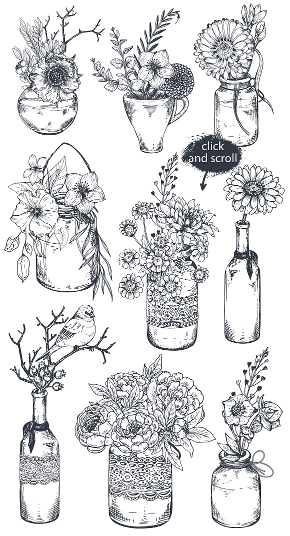 Large bundle of vector flowers in Illustrations - product preview 1
