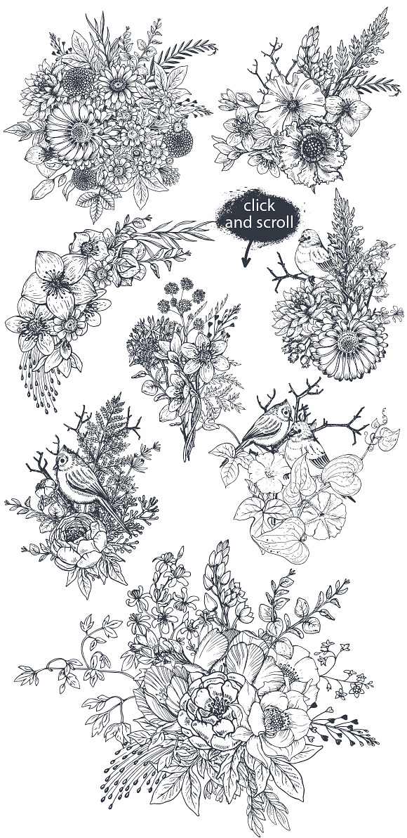 Large bundle of vector flowers in Illustrations - product preview 3