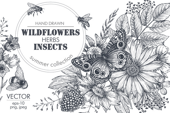 Large bundle of vector flowers in Illustrations - product preview 11