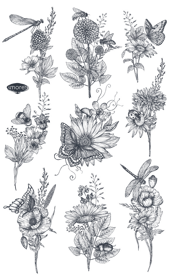 Large bundle of vector flowers in Illustrations - product preview 14