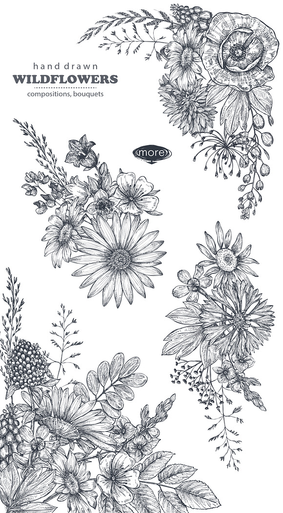 Large bundle of vector flowers in Illustrations - product preview 15