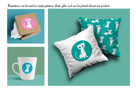 Cute Cats Clipart in Illustrations - product preview 1