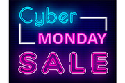 Cyber Monday Sale Neon Sign on Brick
