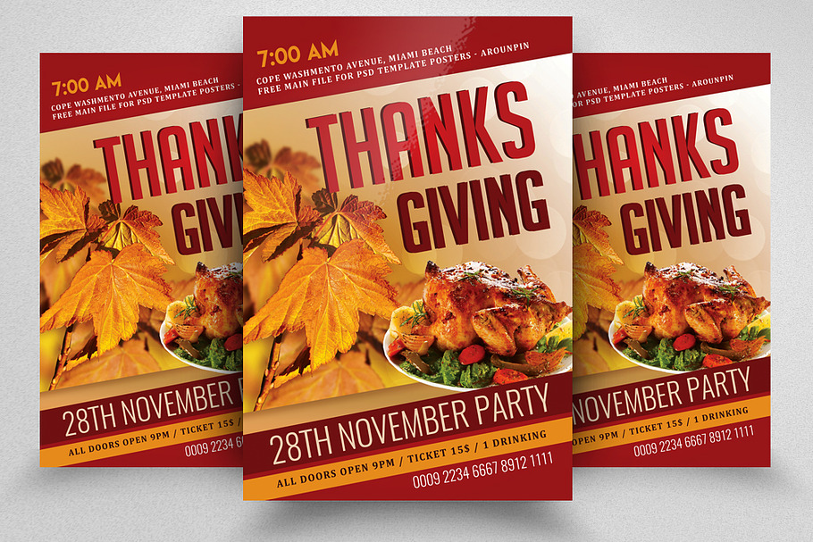 Thanks Giving Event Party Flyer in Flyer Templates - product preview 8