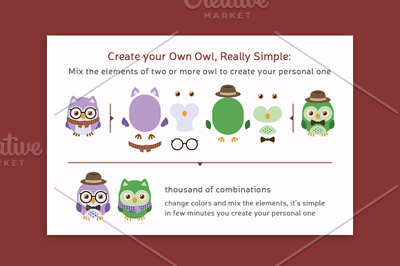 Owls Clip art/Owls Mascot Kit in Illustrations - product preview 1