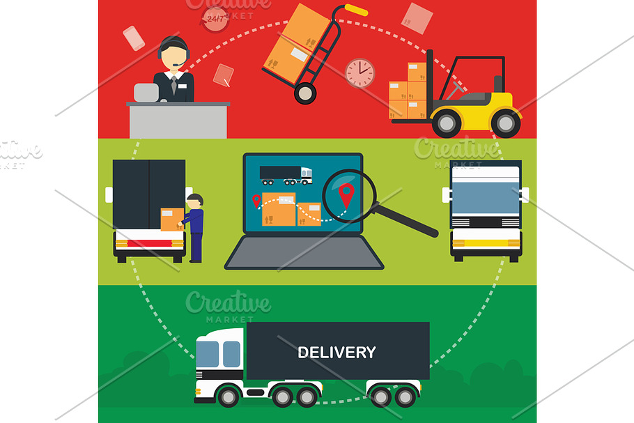 Banners set of logistic process in Illustrations - product preview 8
