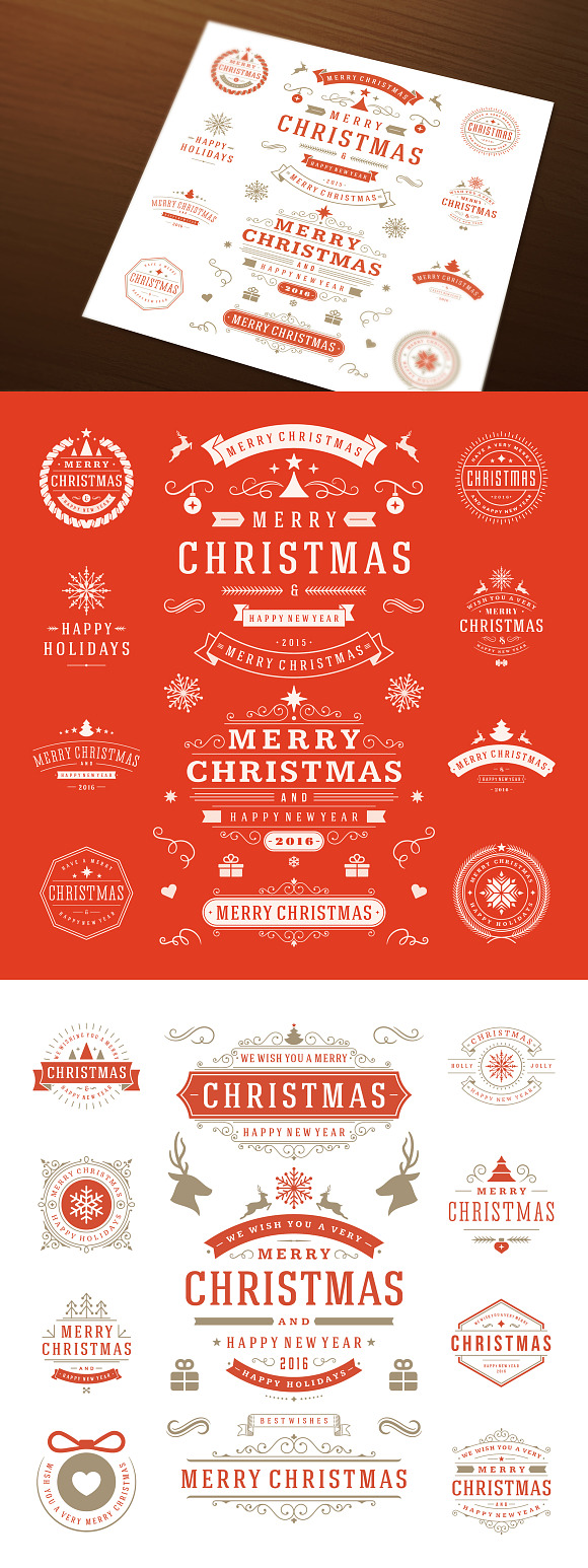 50 Christmas labels and badges in Illustrations - product preview 1