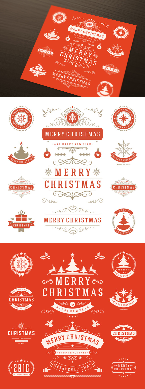 50 Christmas labels and badges in Illustrations - product preview 2