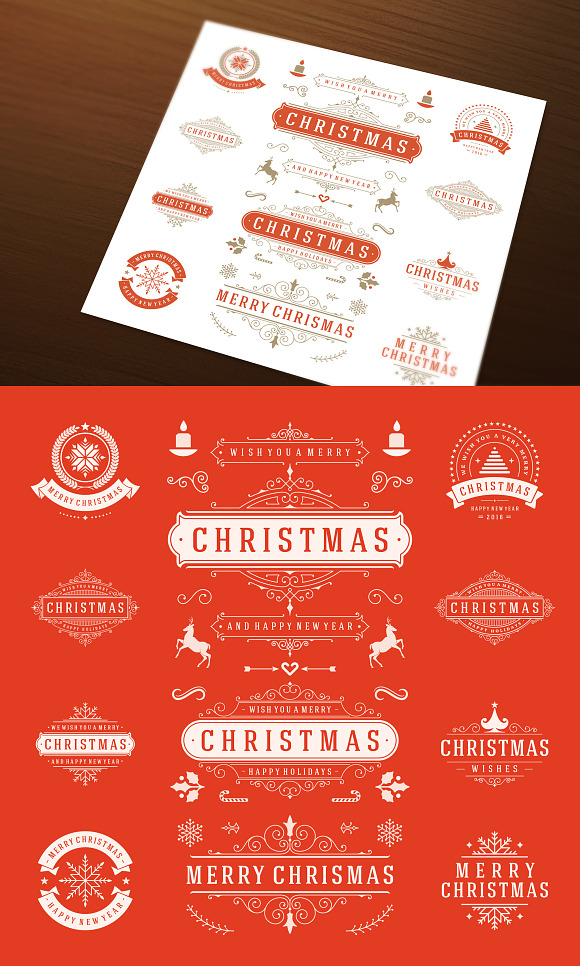 50 Christmas labels and badges in Illustrations - product preview 3